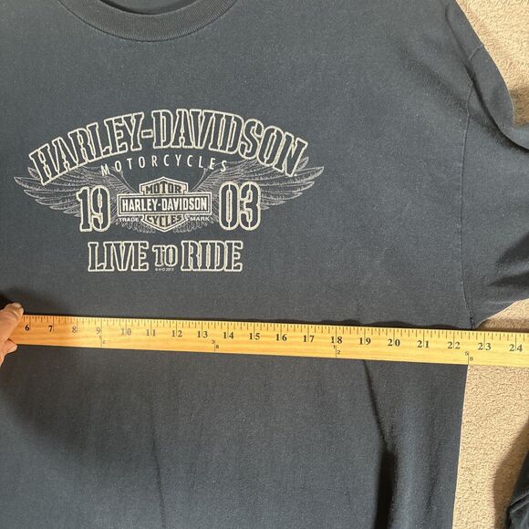 Harley Davidson Men XL Long‎ Sleeve Shirt 2015 Live To Ride Blue Cocoa Beach - Picture 11 of 15